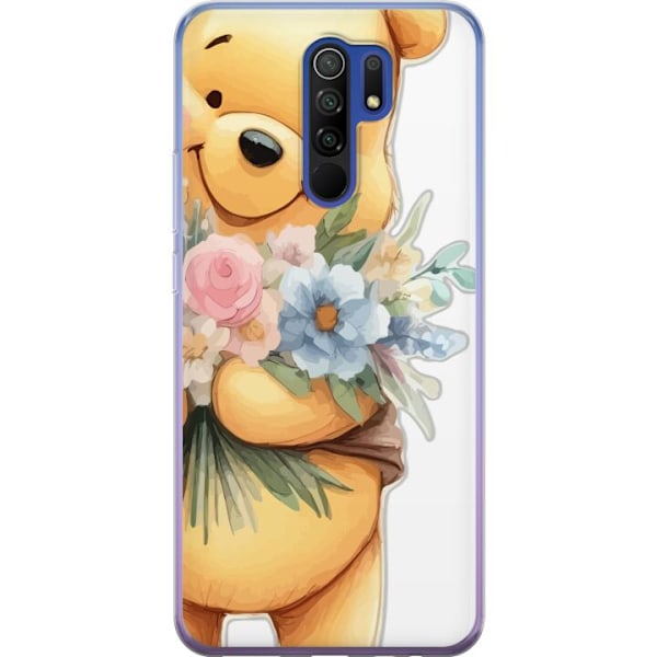Xiaomi Redmi 9 Gennemsigtig cover Nalle Puh med blomster - kla