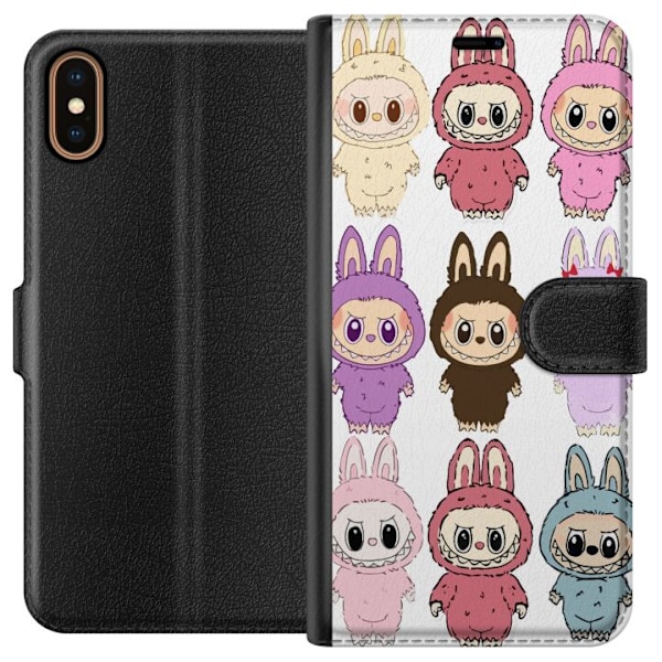 Apple iPhone XS Lompakkokotelo Labubu Pink Monster - Popkulttu