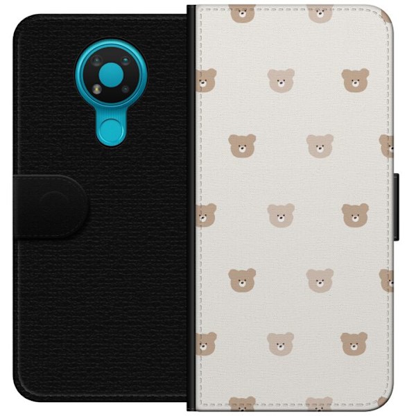 Nokia 3.4 Tegnebogsetui Teddybaggrund - søde teddybjørne mod