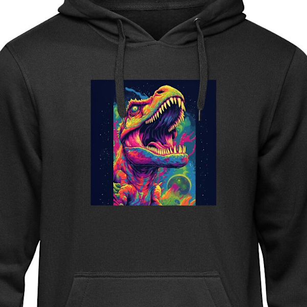 Barn-Hoodie | Mjuk Huvtröja för Barn Dino svart 12-13 År