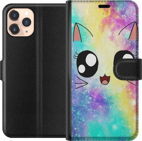 Kompatibelt Plånboksfodral till Apple iPhone 11 Pro Cute Cat Galaxy