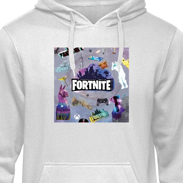 Barn-Hoodie | Mjuk Huvtröja för Barn Fortnite grå 7-8 År