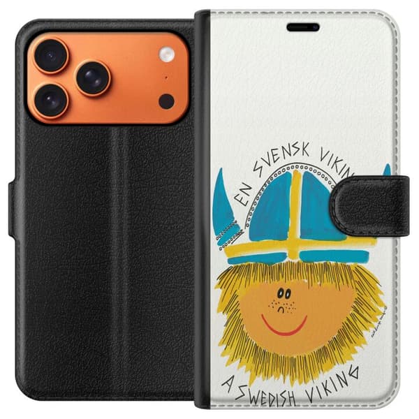 Kompatibelt Plånboksfodral till Apple iPhone 17 Pro Max Svensk viking vit