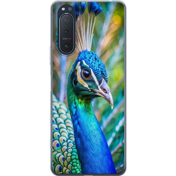 Sony Xperia 5 II Läpinäkyvä kuori Pavun Sulat Värikäs Design Lintuaihe Eksoottinen Graafinen Suunnittelu Luonto Ylellinen Koristelu