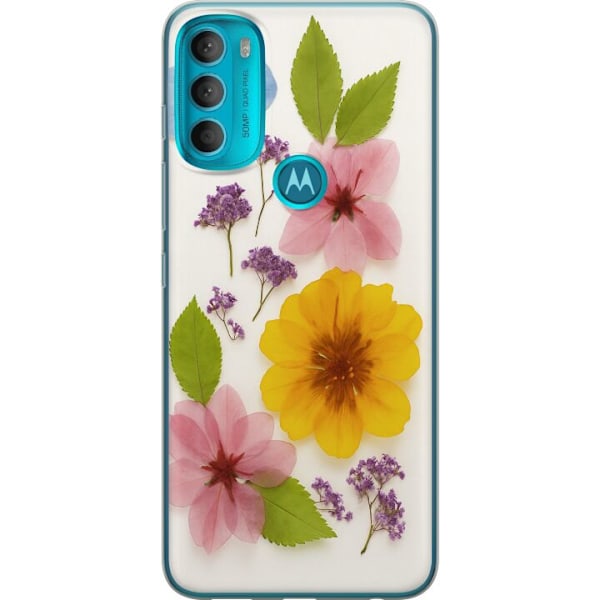 Motorola Moto G71 5G Genomskinligt Skal Pressade blommor