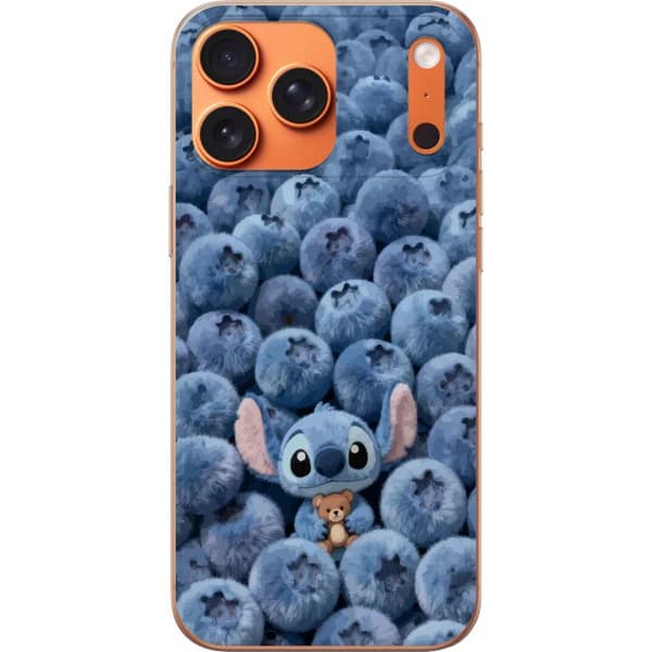 Kompatibelt Mobildeksel til Apple iPhone 18 Pro Max Søt fluffy blå figur med liten bamse blant myke blåbær blå