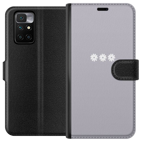Xiaomi Redmi 10 Plånboksfodral Lila Blomminimalism – stilrent blommotiv på lila bakgrund