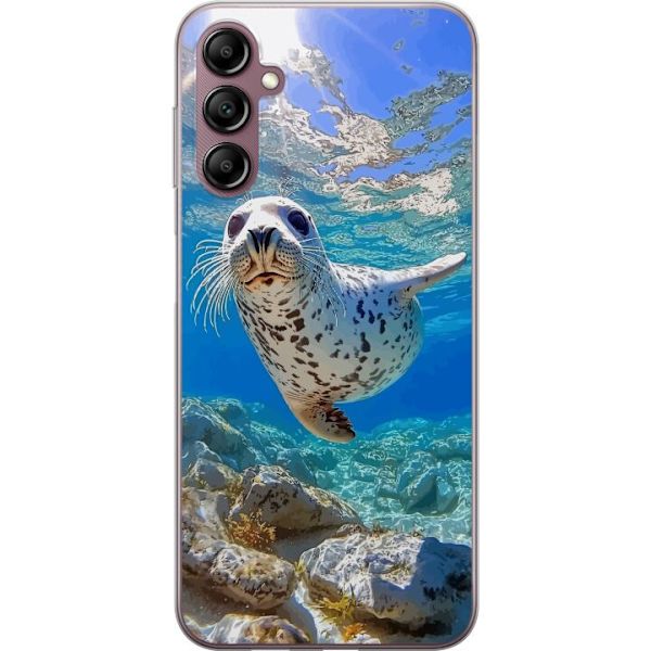 Samsung Galaxy A14 5G Genomskinligt Skal Säl Hav Simmande Djurmotiv Natur Vattenmotiv Blå Design Marint Tema Populärt Motiv Djurliv