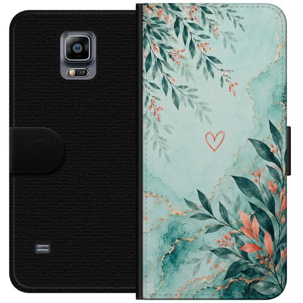 Kompatibelt Lommeboketui til Samsung Galaxy Note 4 Korallblad turkis