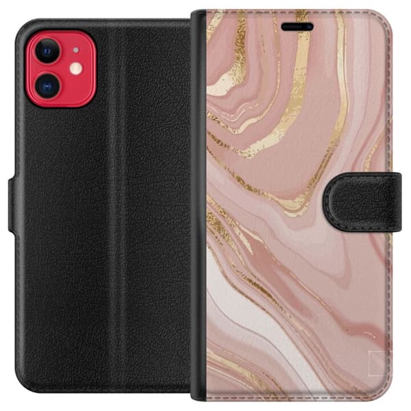 Kompatibel Tegnebogsetui til Apple iPhone 11 Marmor Lyserød