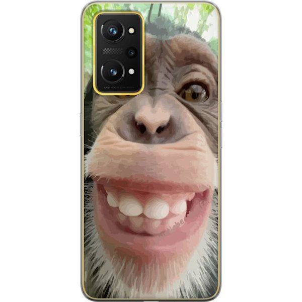 Realme GT Neo 3T Läpinäkyvä kuori Simpanssi Selfie Rauhallinen Graafinen Suunnittelu Apinan Aihe Suosittu Urban Art Tyyli
