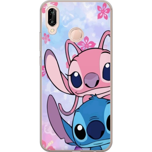 Huawei P20 lite Genomskinligt Skal Stitch & Angel