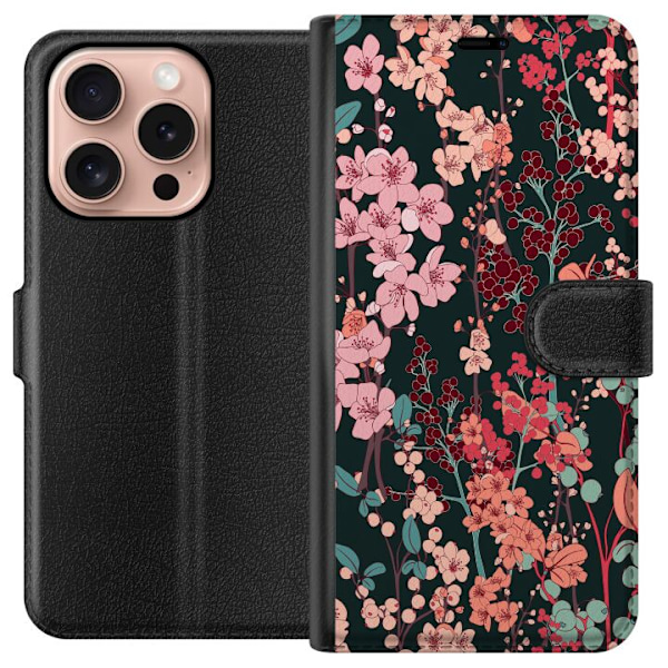 Apple iPhone 16 Pro Lommeboketui Blomster