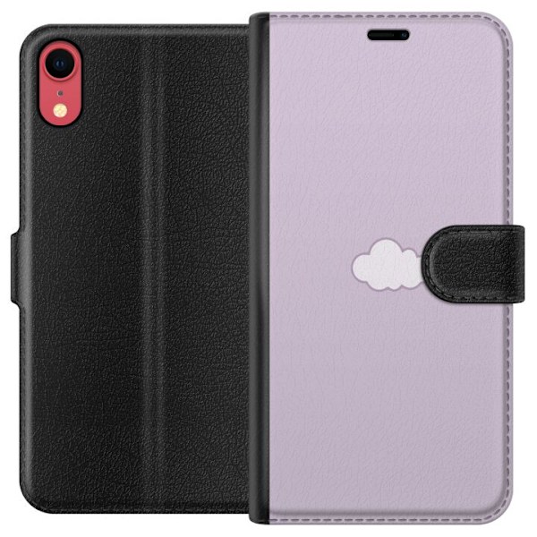 Apple iPhone XR Lompakkokotelo Lila Pilvi - minimalistinen pilvi lila taustalla