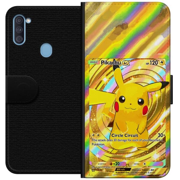 Kompatibelt Lommeboketui til Samsung Galaxy A11 Gullig Pikachu EX samlebilde med regnbueeffekter gull