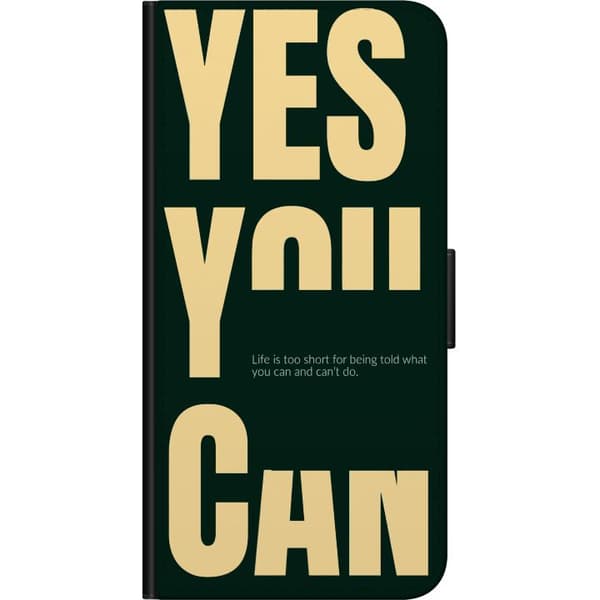 Kompatibel Tegnebogsetui til Xiaomi Redmi Note 9 Pro Ja, du kan – typografisk citat i beige mod mørkegrøn baggrund, minimalistisk inspirerende tekstm grøn