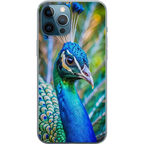 Apple iPhone 12 Pro Max Läpinäkyvä kuori Pavun Sulat Värikäs Design Lintuaihe Eksoottinen Graafinen Suunnittelu Luonto Ylellinen Koristelu