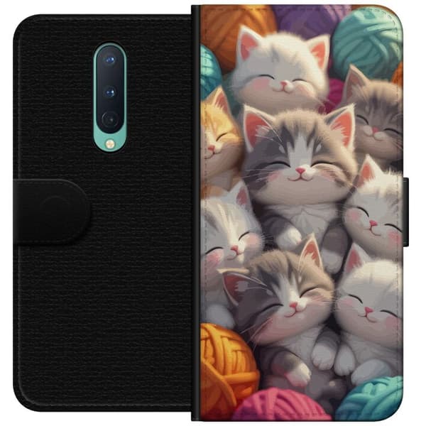 Kompatibelt Plånboksfodral till OnePlus 8 Sovande kattungar beige