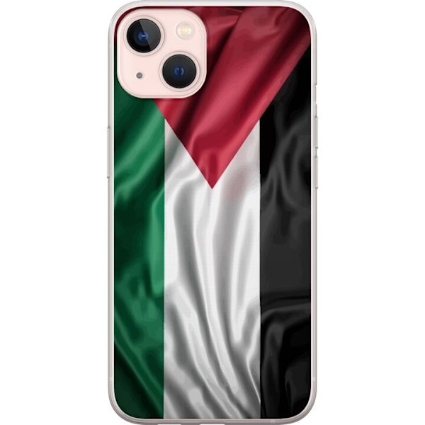 Apple iPhone 13 mini Genomskinligt Skal Palestinaflaggan – ikoniskt frihetsmotiv i rött, svart, vitt och grönt