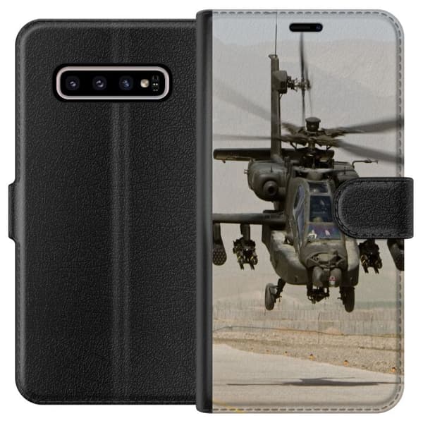 Kompatibelt Lommeboketui til Samsung Galaxy S10+ AH-64 Apache Attack Helicopter