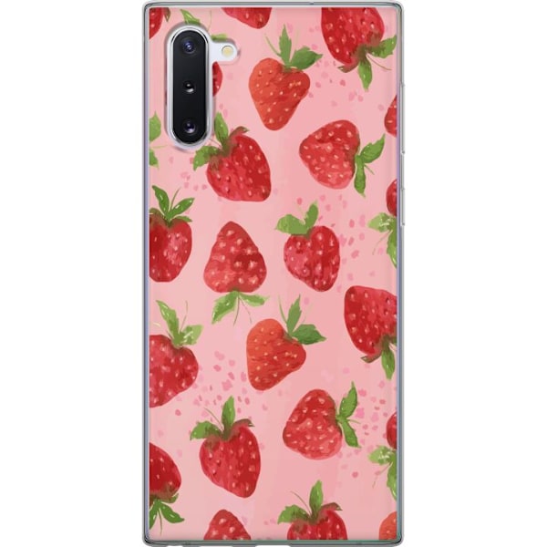 Samsung Galaxy Note10 Genomskinligt Skal Strawberry Dreams – jordgubbsmönster i retrostil