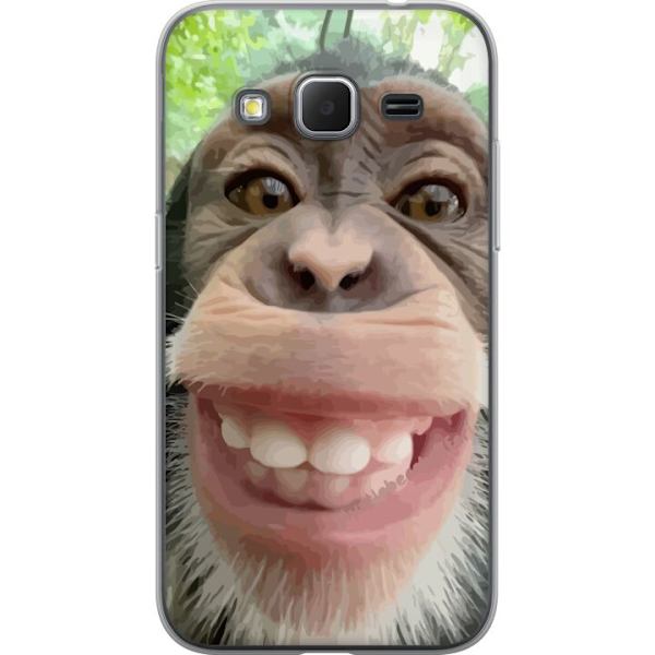 Samsung Galaxy Core Prime Genomskinligt Skal Chimp Selfie Rolig Grafisk Design Apa Djurmotiv Trend Roligt Motiv Populärt Urban Art Stil