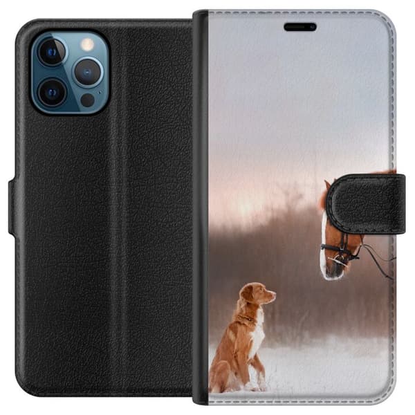 Kompatibel Tegnebogsetui til Apple iPhone 12 Pro Hest & Hund