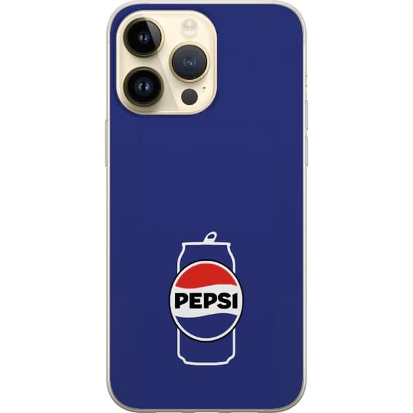 Kompatibelt Mobildeksel til Apple iPhone 15 Pro Max Retro Pepsi boks på blå bakgrunn med klassisk logo blå