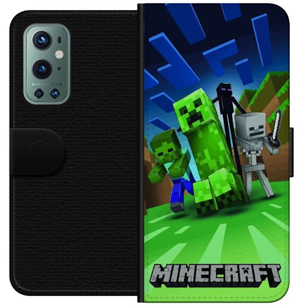 OnePlus 9 Pro Plånboksfodral Minecraft Creeper mobilskal i klassisk grön pixelstil