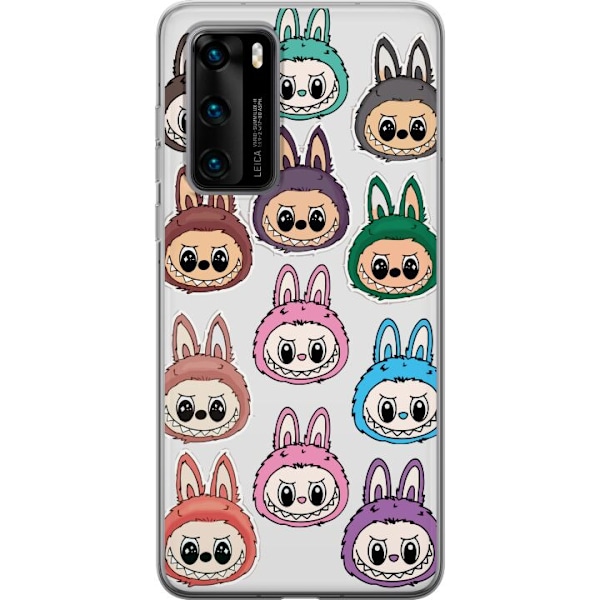 Huawei P40 Genomskinligt Skal Labubu Macaron Monster – Söt