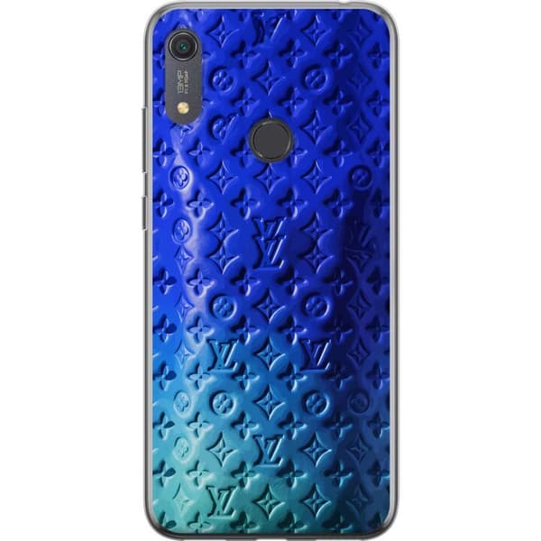 Kompatibelt Mobildeksel til Huawei Y6s (2019) Blått luksuriøst monogrammønster med elegant preget tekstur blå