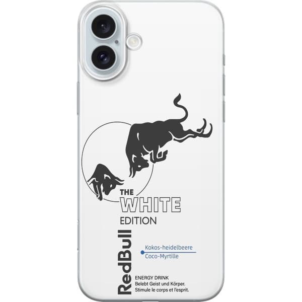 Kompatibelt Mobildeksel til Apple iPhone 16 Plus Minimalistisk hvit energidrikk-inspirert design hvit
