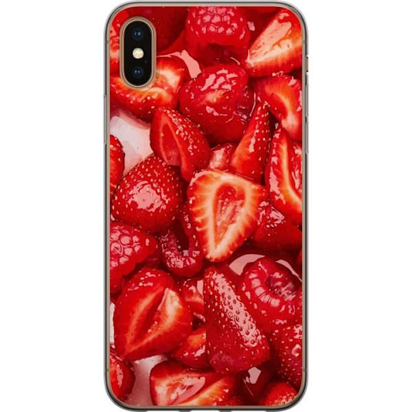 Apple iPhone XS Max Läpinäkyvä kuori Mansikkakuviointi - makea motiivi kesäfiiliksellä