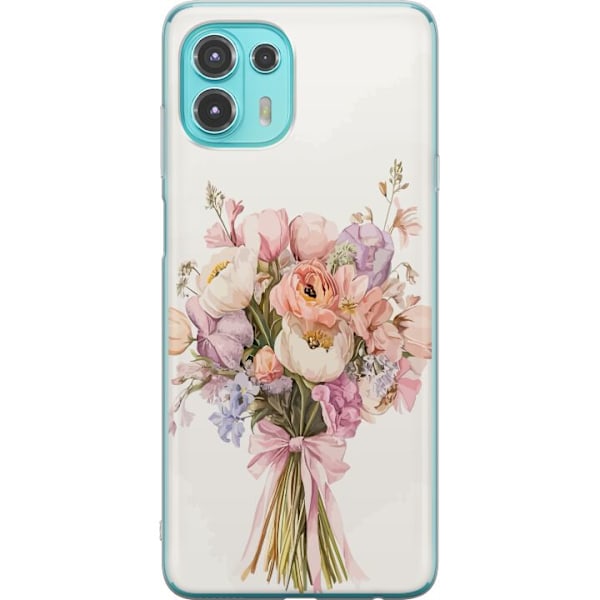 Motorola Edge 20 Lite Gennemsigtig cover Mobilcover med farverig blomsterbuket i romantisk stil