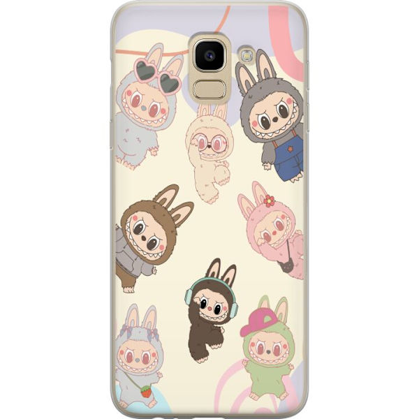 Samsung Galaxy J6 Genomskinligt Skal Labubu Pop Mart Kollektion Motiv Figur Samling Design Populärt Art Toy Pop Mart Kreativ Grafiskt