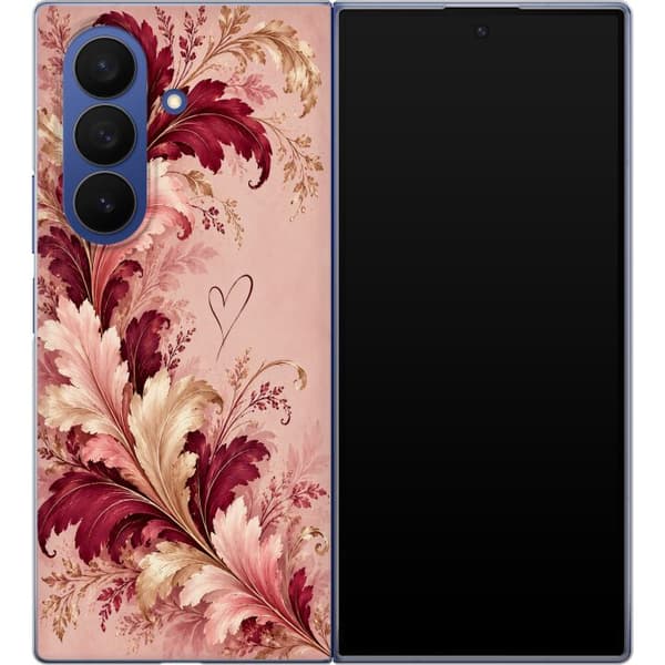 Kompatibelt Mobildeksel til Samsung Galaxy Z Fold7 Vinrødt bladverk rosa