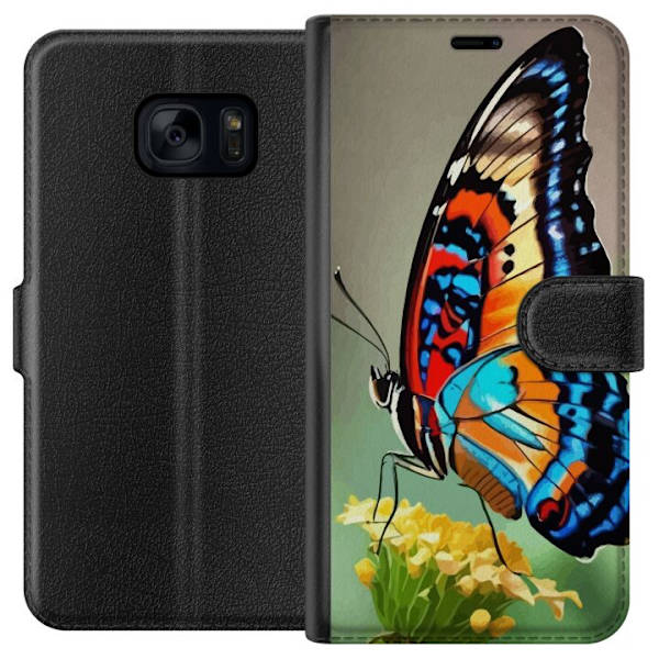 Samsung Galaxy S7 Plånboksfodral Fjäril Natur Sommar Motiv Vingar Färgstark Design Populär Dekor Grafiskt Exotiskt Tema