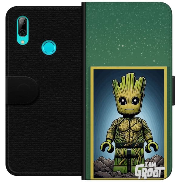 Kompatibel Tegnebogsetui til Huawei P smart 2019 Robot med röda ögon grå