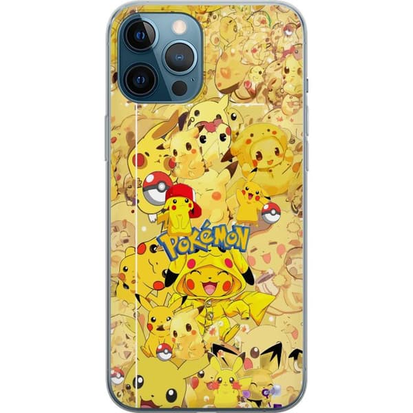 Kompatibel Mobilcover til Apple iPhone 12 Pro Max Sød Pikachu-collage med Pokémon-tema i bløde gule nuancer gul