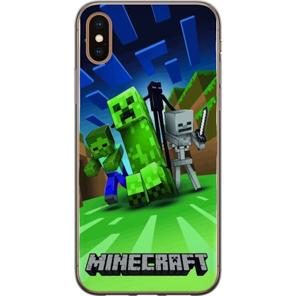 Apple iPhone XS Max Läpinäkyvä kuori Minecraft Creeper mobilskal i klassisk grön pixelstil