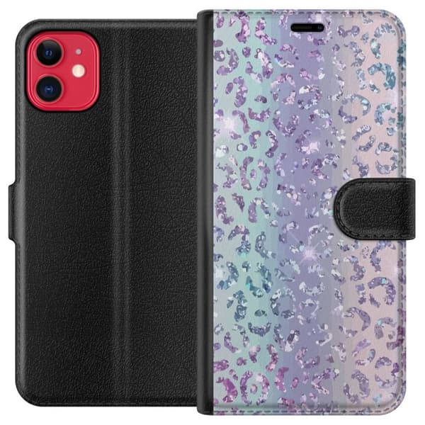 Kompatibel Tegnebogsetui til Apple iPhone 11 Glitter Leopard
