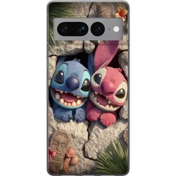 Google Pixel 7 Pro Läpinäkyvä kuori Stitch Angel Lilo & Stitch Motiivi Disney Rakkaus Sarjakuvahahmo Suosittu Sininen Avaruusolio Hauska Disney-elo