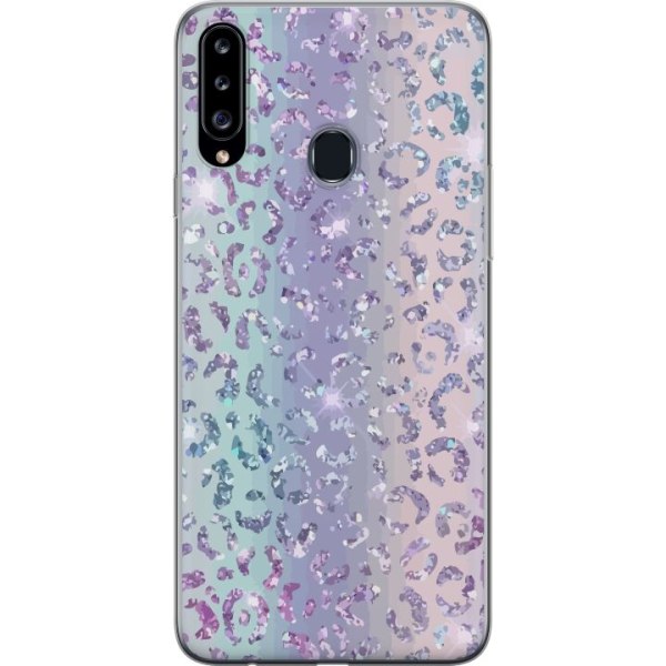 Samsung Galaxy A20s Läpinäkyvä kuori Glitter Leopard
