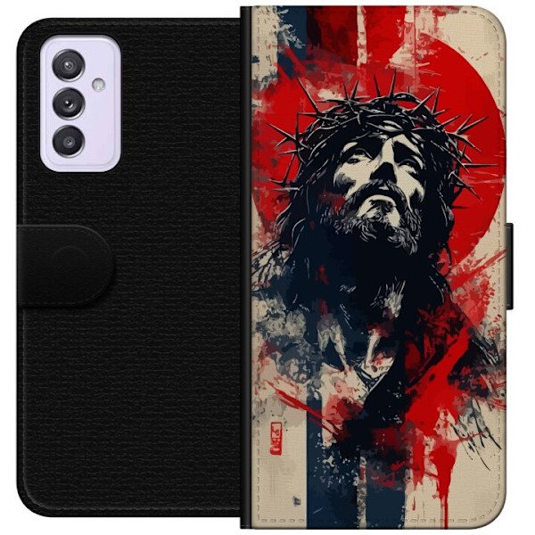 Samsung Galaxy A82 5G Lompakkokotelo Jeesus ristillä - kristillinen aihe vahvalla symboliikalla uskosta ja toivosta