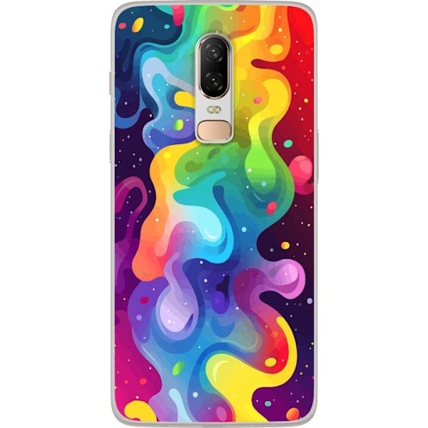 OnePlus 6 Genomskinligt Skal Color Splash Abstrakt Konst Design Färgstarkt Mönster Modern Populär Väggkonst Grafiskt Trend