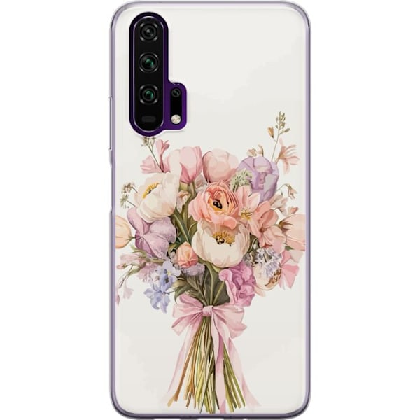 Honor 20 Pro  Läpinäkyvä kuori Kännykkäkuori värikkäällä kukkakimpulla romanttisessa tyylissä
