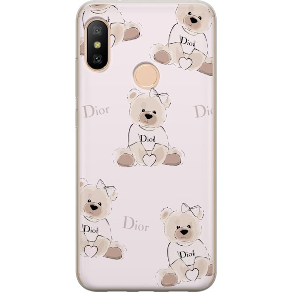 Xiaomi Redmi 6 Pro Gennemsigtig cover Teddy Dior Vibes - luksuriøs bamse i modetil
