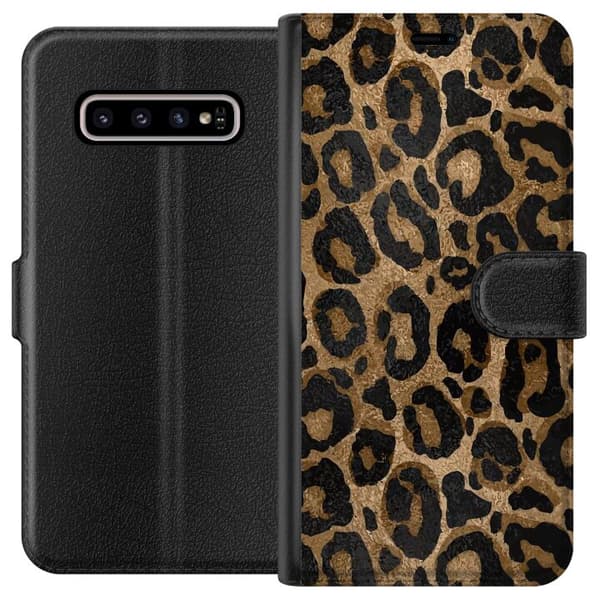 Kompatibelt Lommeboketui til Samsung Galaxy S10+ Leopard Luxe