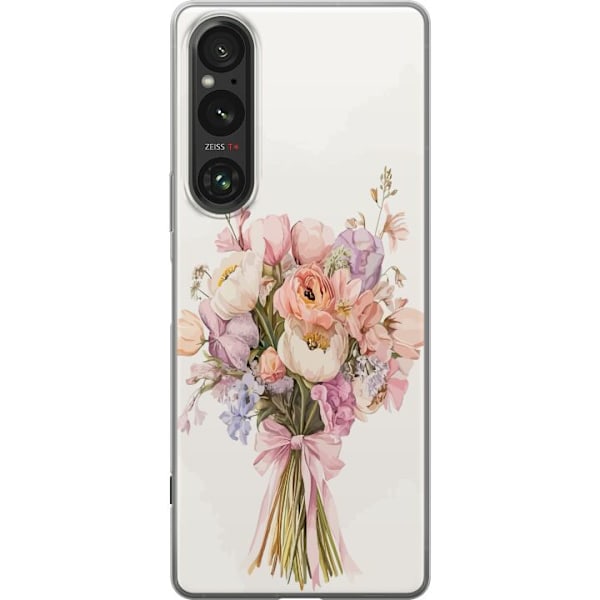 Sony Xperia 1 V Genomskinligt Skal Mobilskal med färgglad blombukett i romantisk stil