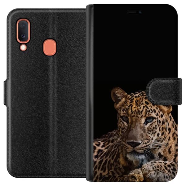 Kompatibelt Plånboksfodral till Samsung Galaxy A20e Leopard